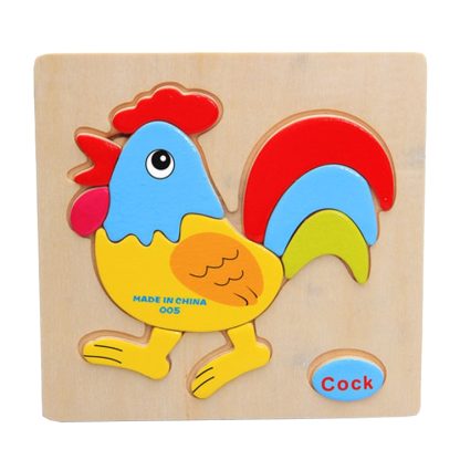 10 PCS Children Educational Toy Wooden Cartoon Jigsaw Puzzle(Rooster)