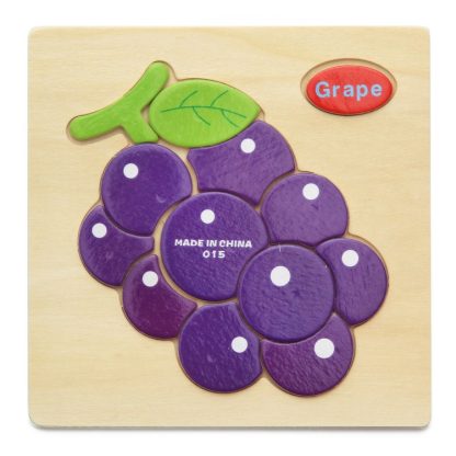 10 PCS Children Educational Toy Wooden Cartoon Jigsaw Puzzle(Grape)