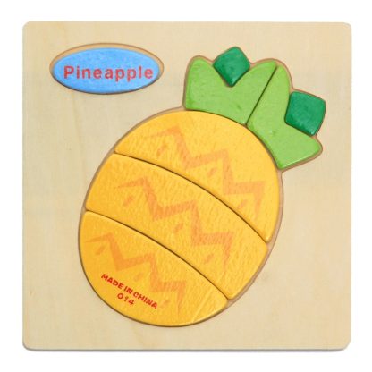 10 PCS Children Educational Toy Wooden Cartoon Jigsaw Puzzle(Pineapple)