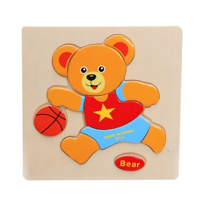 10 PCS Children Educational Toy Wooden Cartoon Jigsaw Puzzle(Bear)