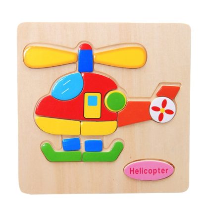 10 PCS Children Educational Toy Wooden Cartoon Jigsaw Puzzle(Helicopter)