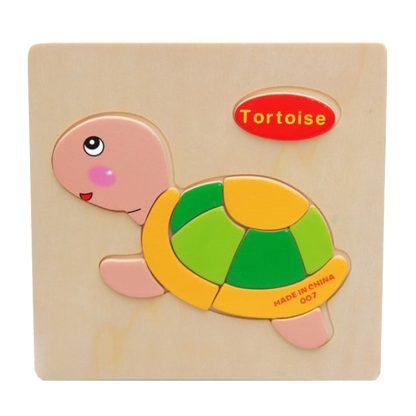 10 PCS Children Educational Toy Wooden Cartoon Jigsaw Puzzle(Turtle)