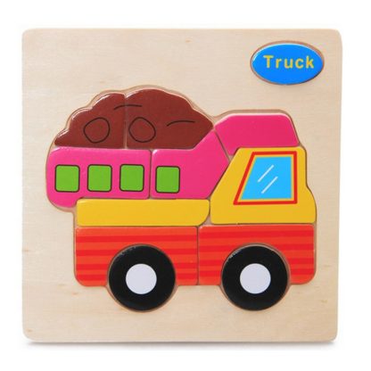 10 PCS Children Educational Toy Wooden Cartoon Jigsaw Puzzle(Truck)