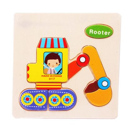 10 PCS Children Educational Toy Wooden Cartoon Jigsaw Puzzle(Excavator)