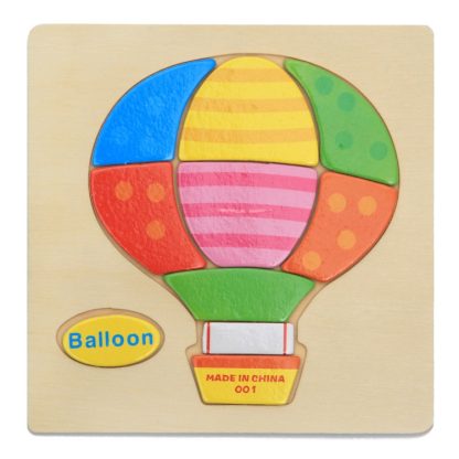 10 PCS Children Educational Toy Wooden Cartoon Jigsaw Puzzle(Helium Balloon)