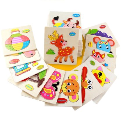 10 PCS Children Educational Toy Wooden Cartoon Jigsaw Puzzle(Grape) - Image 2