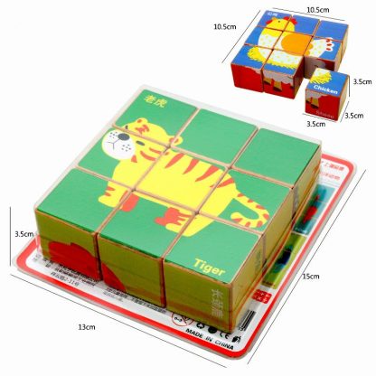 2 Sets 9 Cube Six-Sided Pattern Puzzle 3D Wooden Toys(Weather) - Image 3