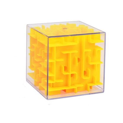 3D Labyrinth Cube Educational Toys,Style: Big Hexahedron - Yellow