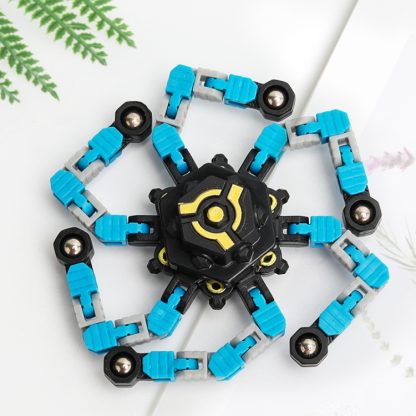 4 PCS Deformation Robot Fingertip Mechanical Top Toy For Children Blue (Colorful Box)