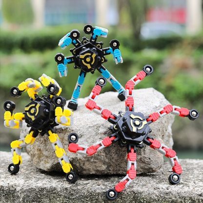 4 PCS Deformation Robot Fingertip Mechanical Top Toy For Children Blue (Colorful Box) - Image 2