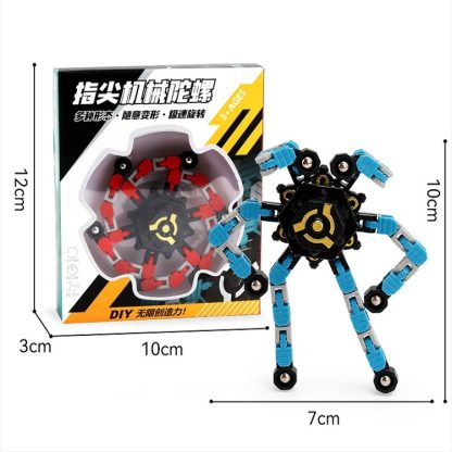 4 PCS Deformation Robot Fingertip Mechanical Top Toy For Children Blue (Colorful Box) - Image 3