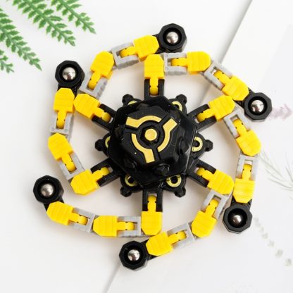 4 PCS Deformation Robot Fingertip Mechanical Top Toy For Children Yellow (Colorful  Box)