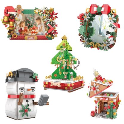 DIY Christmas Building Blocks Toys Desktop Decoration, Style: Photo Frame-163 PCS - Image 2