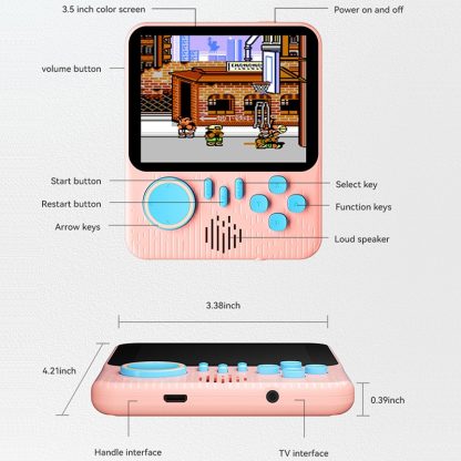 G7 3.5 inch Ultra-thin Handheld Game Console Built-in 666 Games, Style: Single (Pink) - Image 3