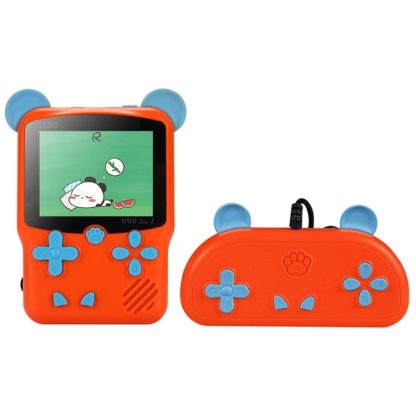 I50 999 in 1 Children Cat Ears Handheld Game Console, Style: Doubles (Orange)