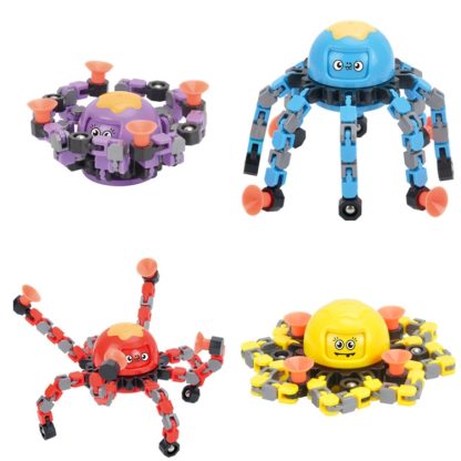 2 PCS Deformation Robot Fingertip Mechanical Top Toy, Color: Face Changing Octopus Red - Image 2