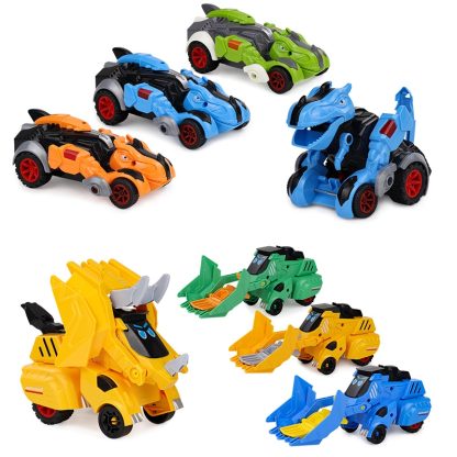 Inertial Collision Deformation Dinosaur Toy Car, Colour: Triceratops Yellow - Image 3