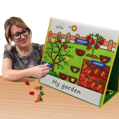 Story Theme Portable Felt Board Classroom Desktop Auxiliary Teaching Kids(Fruit Vegetable Theme)