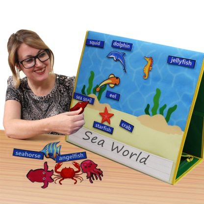 Story Theme Portable Felt Board Classroom Desktop Auxiliary Teaching Kids(Marine Life Theme)