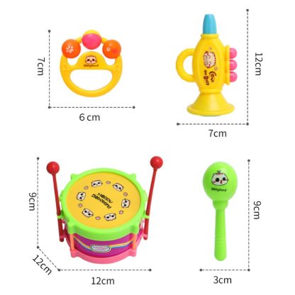 5 PCS/Set Children Percussion Waist Drum Plastic Sand Hammer Horn Set(A Model) - Image 3