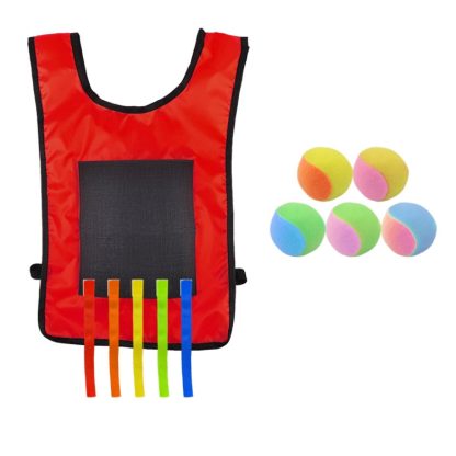 Children Dodgeball Vest For Parent-child Outdoor Games With 5 Balls, Specification: Small + 5 Tails (Red)