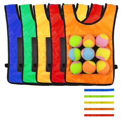 Children Dodgeball Vest For Parent-child Outdoor Games With 5 Balls, Specification: Small + 5 Tails (Red) - Image 2