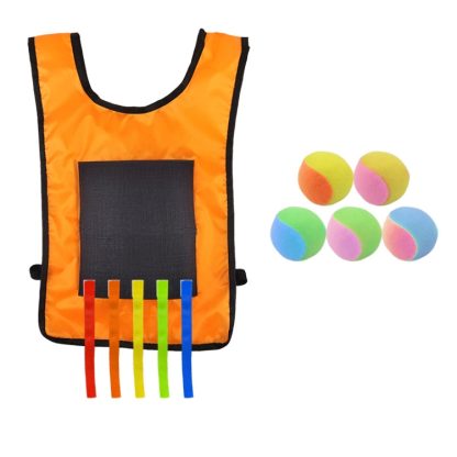 Children Dodgeball Vest For Parent-child Outdoor Games With 5 Balls, Specification: Small + 5 Tails (Orange)