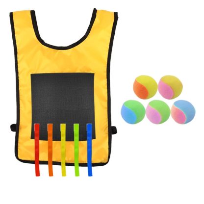 Children Dodgeball Vest For Parent-child Outdoor Games With 5 Balls, Specification: Large + 5 Tails (Yellow)