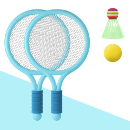 2 Pairs Children Badminton Tennis Racket Outdoor Sports With Two Balls(Blue) - Image 2