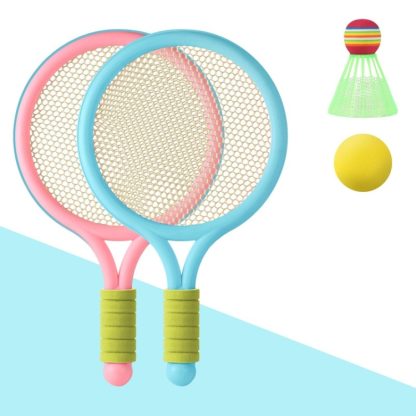 2 Pairs Children Badminton Tennis Racket Outdoor Sports With Two Balls(Blue Pink) - Image 2