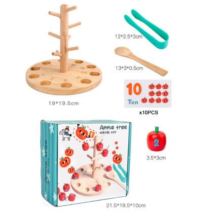 Wooden Toys For Children Early Education Mathematics Cognitive(Apple Picking) - Image 3