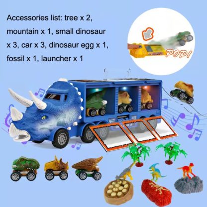 Dinosaur Transporter Light Portable Dtorage Container Car Children Toys Case(Blue) - Image 2