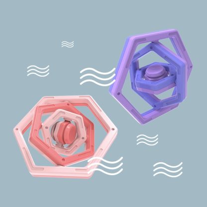 2 PCS Hexagonal 3D Infinite Flip Finger Decompression Educational Toy(Pink) - Image 2