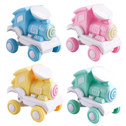 3PCS Children Press Stunt Tipping Bucket Rolling Train Toy(Light Yellow) - Image 2