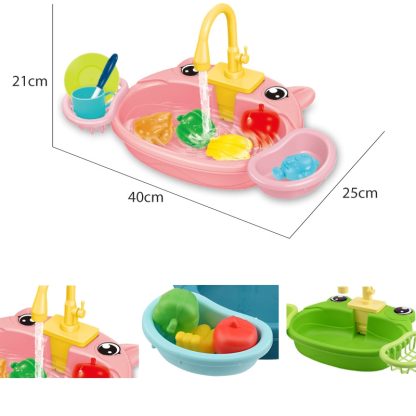 Children Kitchen Toys Electric Circulating Water Dishwasher, Color: Pink - Image 3