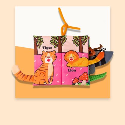 Baby Early Education Three-dimensional Tail Cloth Book Toddler Toy Book Animal World (6 Pages)