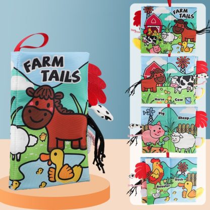 Baby Early Education Three-dimensional Tail Cloth Book Toddler Toy Book Farm Tail (4 Pages)