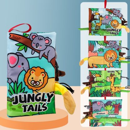 Baby Early Education Three-dimensional Tail Cloth Book Toddler Toy Book Jungle Tail (4 Pages)