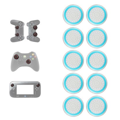 10 PCS Gamepad Silicone Luminous Button Cap Rocker Cap For PS5/PS4/PS3/ONE/360/PRO/series X/S(Transparent Blue Circle)