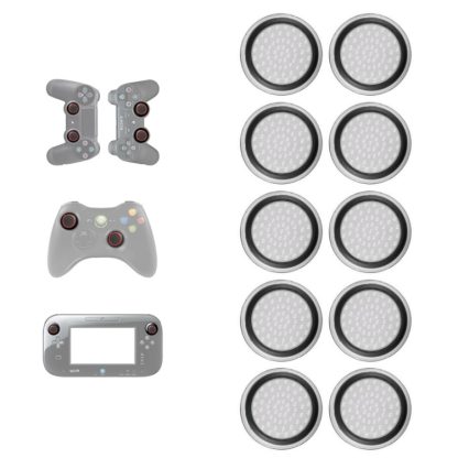 10 PCS Gamepad Silicone Luminous Button Cap Rocker Cap For PS5/PS4/PS3/ONE/360/PRO/series X/S(Transparent Black Circle)