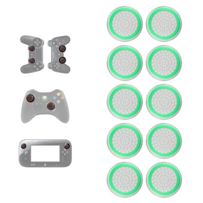 10 PCS Gamepad Silicone Luminous Button Cap Rocker Cap For PS5/PS4/PS3/ONE/360/PRO/series X/S(Transparent Light Green)