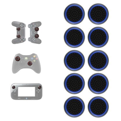 10 PCS Gamepad Silicone Luminous Button Cap Rocker Cap For PS5/PS4/PS3/ONE/360/PRO/series X/S(Black Light Blue)