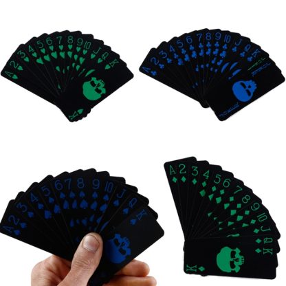 10 PCS Fluorescent PVC Skull Playing Cards Waterproof  Playing Cards,Size: 3.2 x 8.7cm  Blue+Green - Image 2