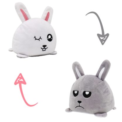 Reversible Flip Plush Toy Soft Cute Animal Flip Doll, Color: Gray White Rabbit