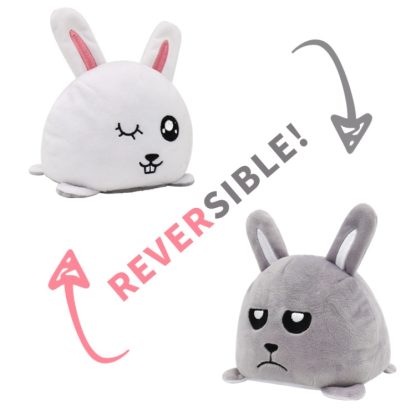 Reversible Flip Plush Toy Soft Cute Animal Flip Doll, Color: Gray White Rabbit - Image 2