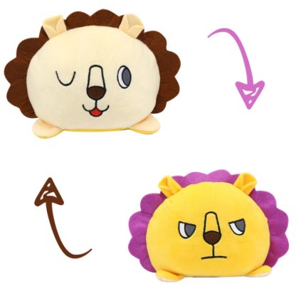 Reversible Flip Plush Toy Soft Cute Animal Flip Doll, Color: Yellow Lion turn toys