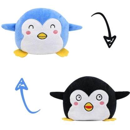 Reversible Flip Plush Toy Soft Cute Animal Flip Doll, Color: Black Penguin