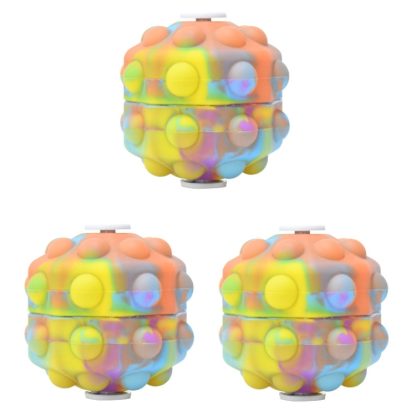 3 PCS Rotating Glowing Octagonal Silicone Ball Educational Toys, Specification: Not Glow(Yellow Blue)