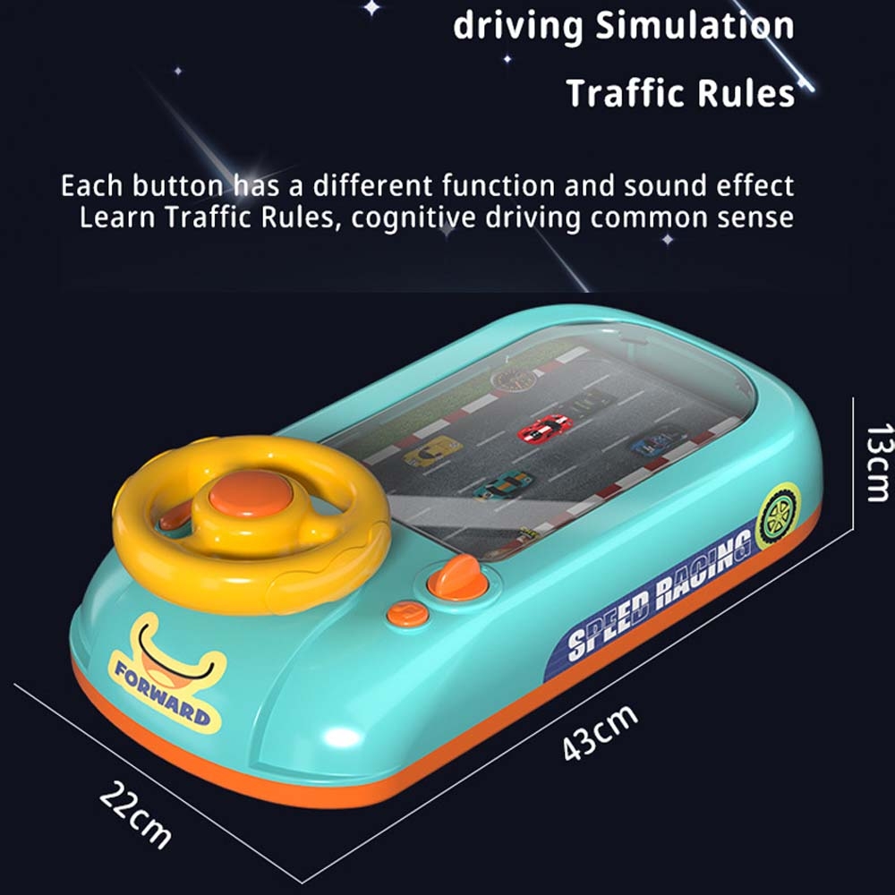Children Steering Wheel Simulation Driving Toy Educational Electric Desktop Game Machine, Style: USB Edition (Blue) - Image 3