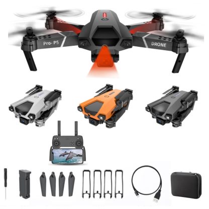 P5 Folding Avoid Obstacles UAV Four-Axis Remote Control Aircraft, Color: Black Dual Camera - Image 2